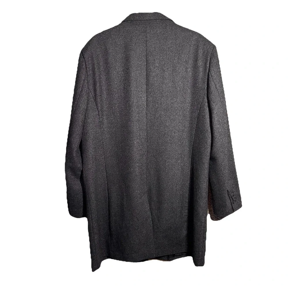 Banana Republic Overcoat Mens XL Gray  Plaid Wool‎ Blend Top Coat Hidden Buttons
